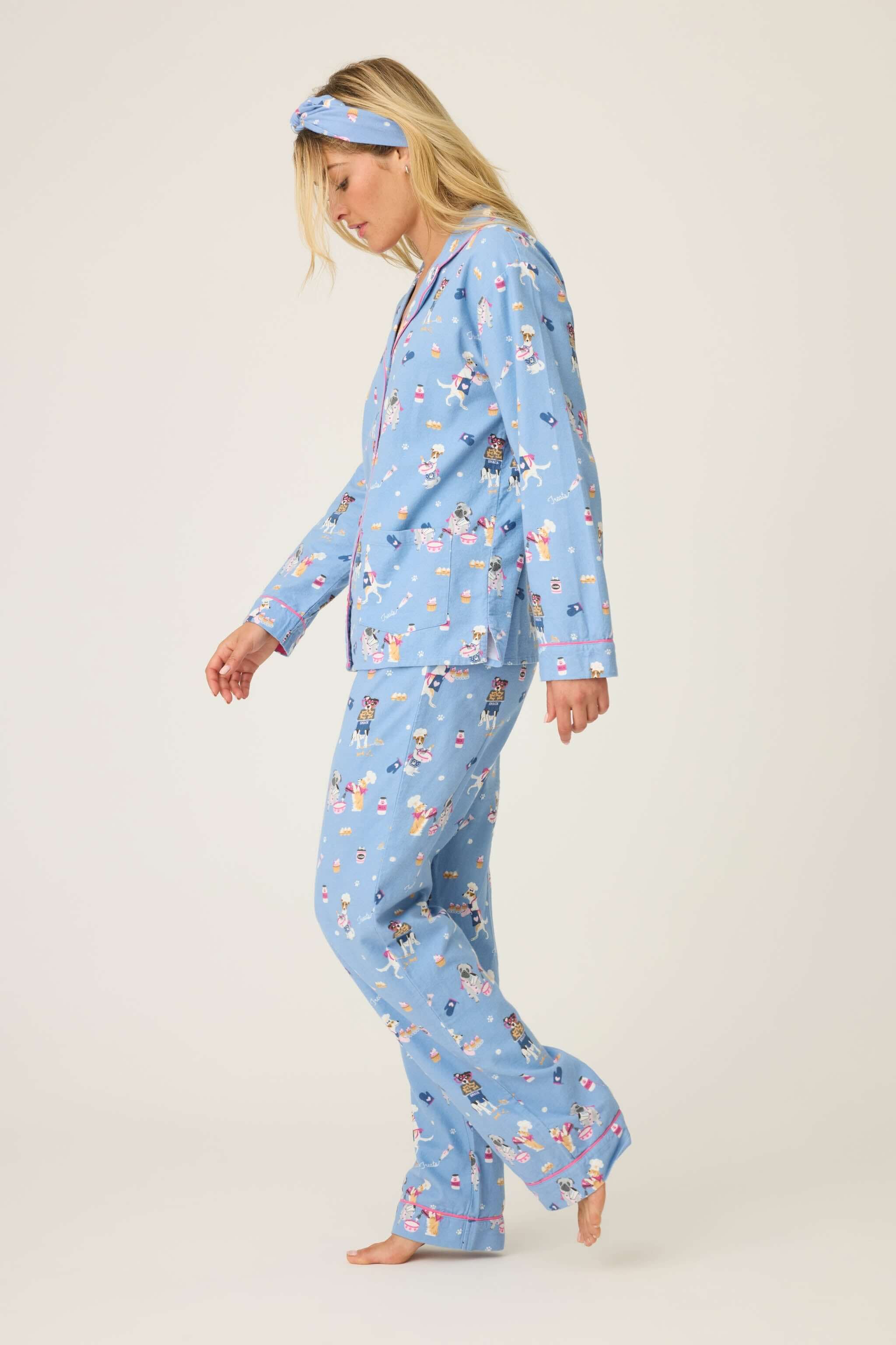 Baked Woof Love Dog Print Flannel PJ Set | Milk & Baby
