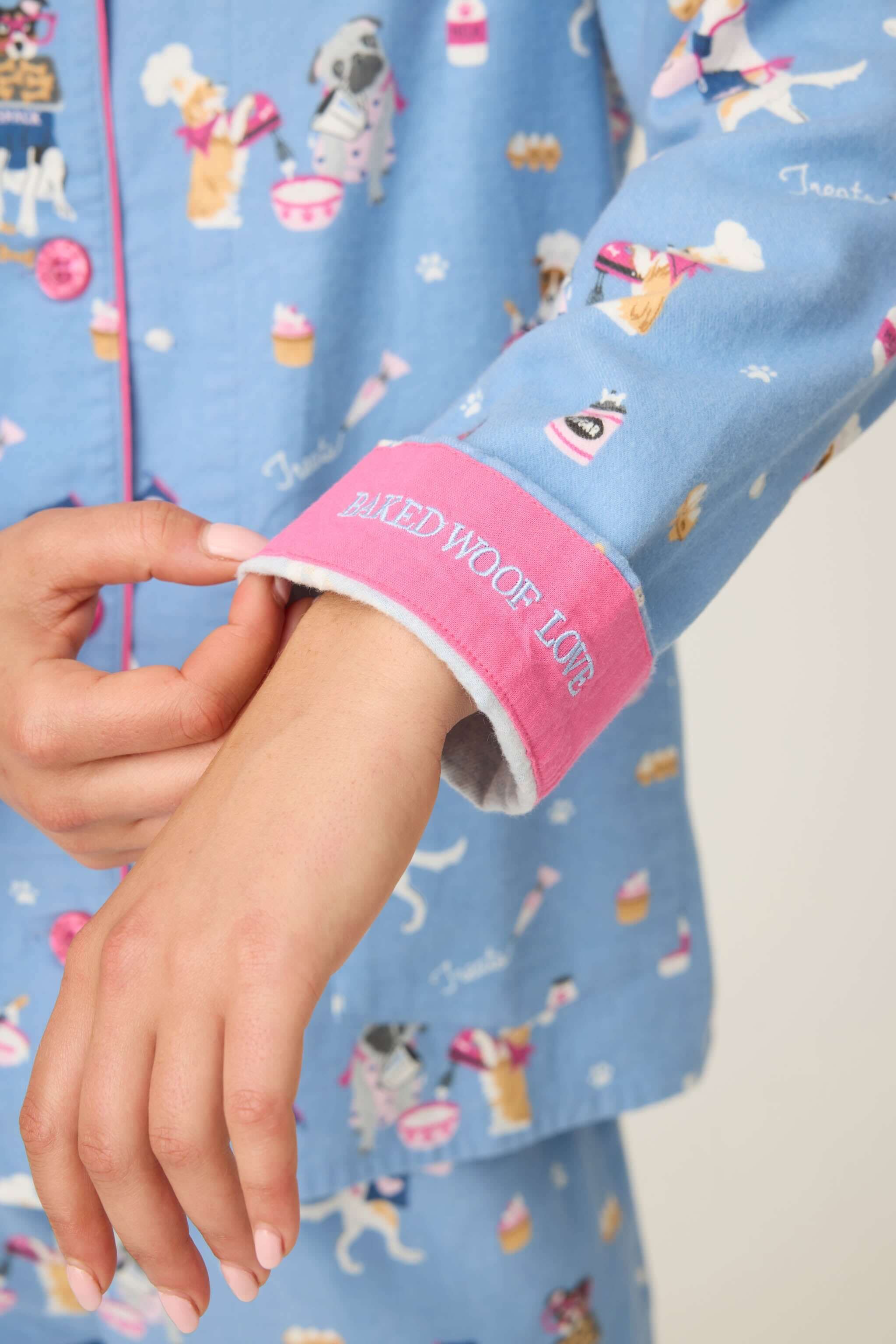 Baked Woof Love Dog Print Flannel PJ Set | Milk & Baby