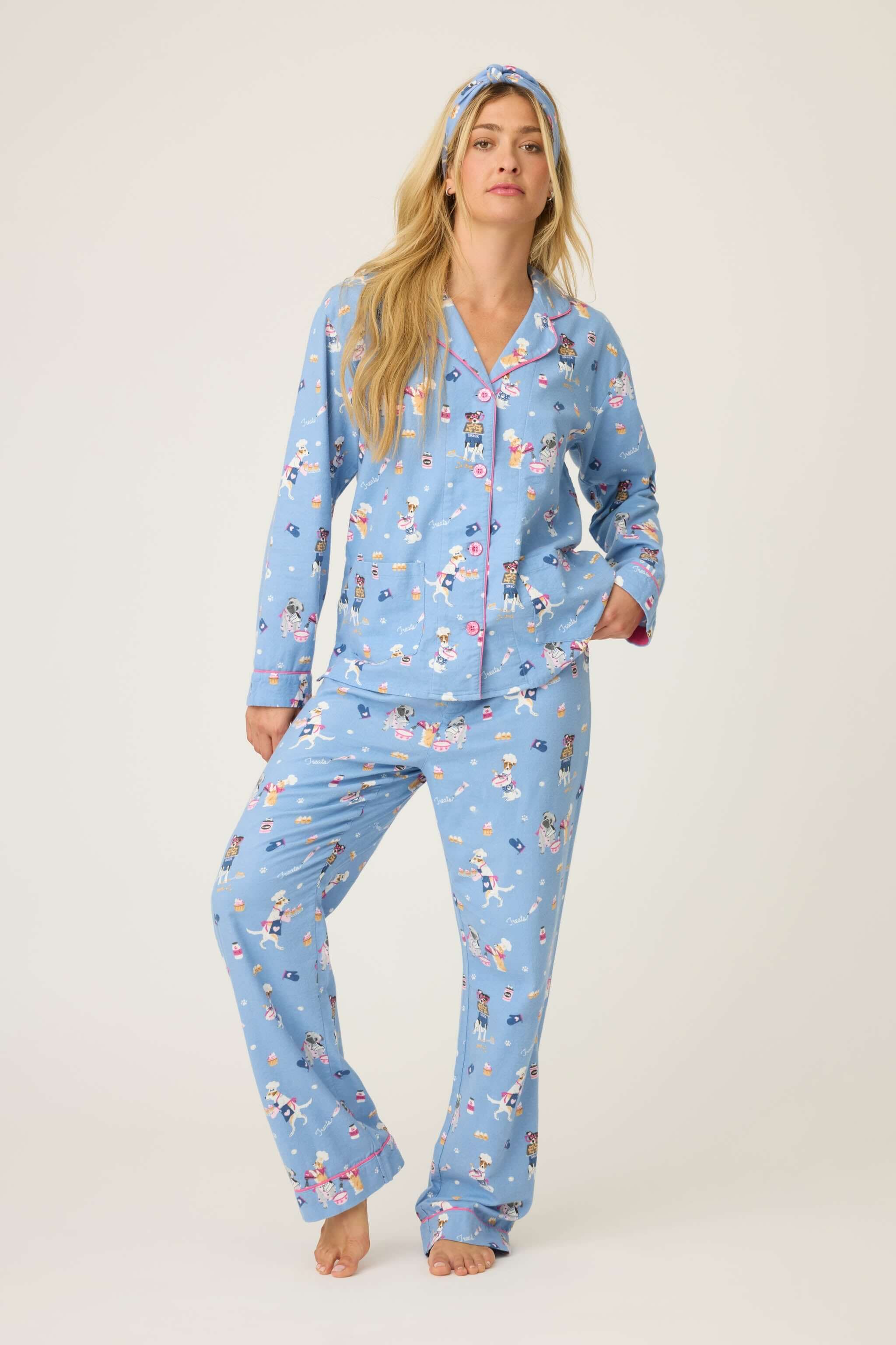 Baked Woof Love Dog Print Flannel PJ Set | Milk & Baby