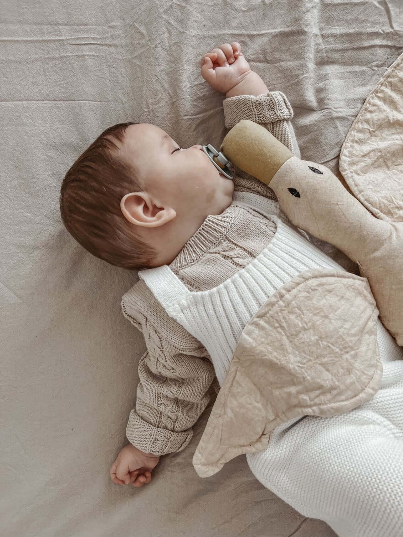 Rib Detail Overalls | White | Milk & Baby