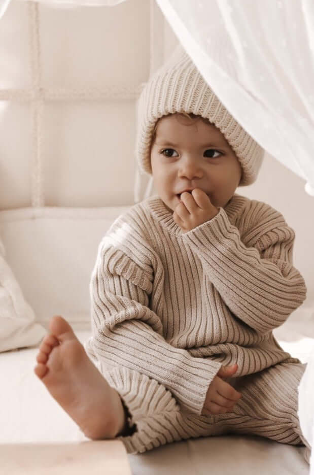 Chunky Rib Leggings | Beige | Milk & Baby
