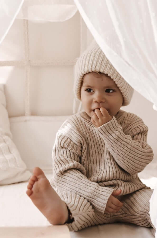 Chunky Rib Pullover | Beige | Milk & Baby