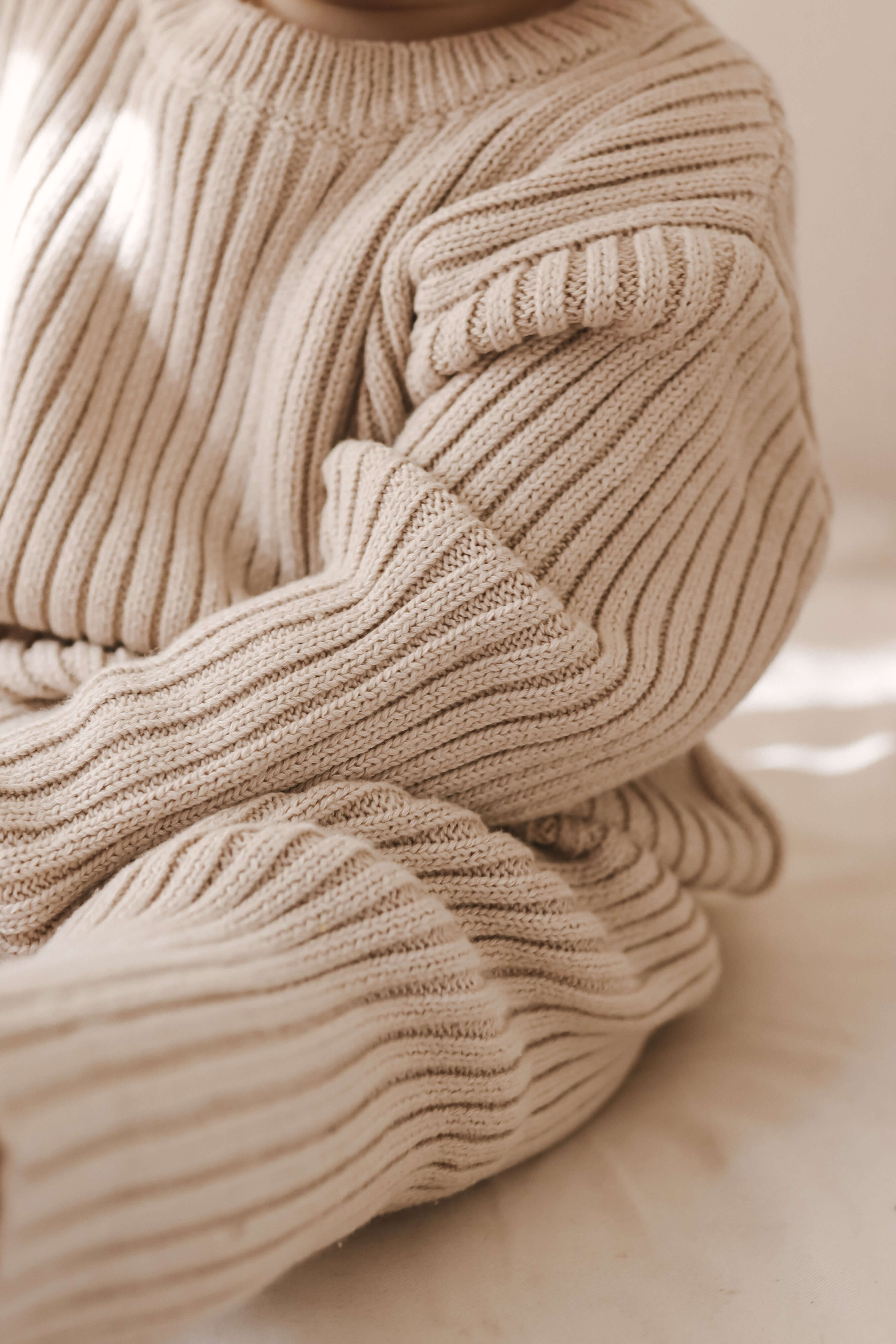 Chunky Rib Pullover | Beige | Milk & Baby