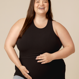 Ribbed Bamboo Racerback Nursing Tank | Black
