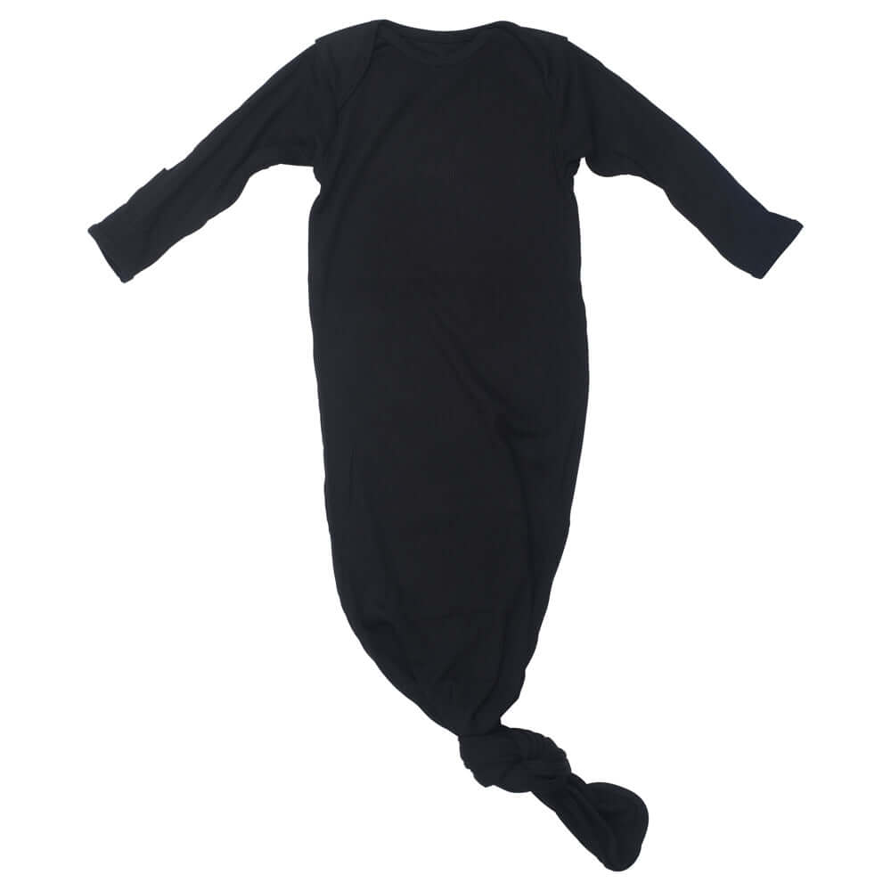 Black Ribbed Knotted Baby Gown | Milk & Baby