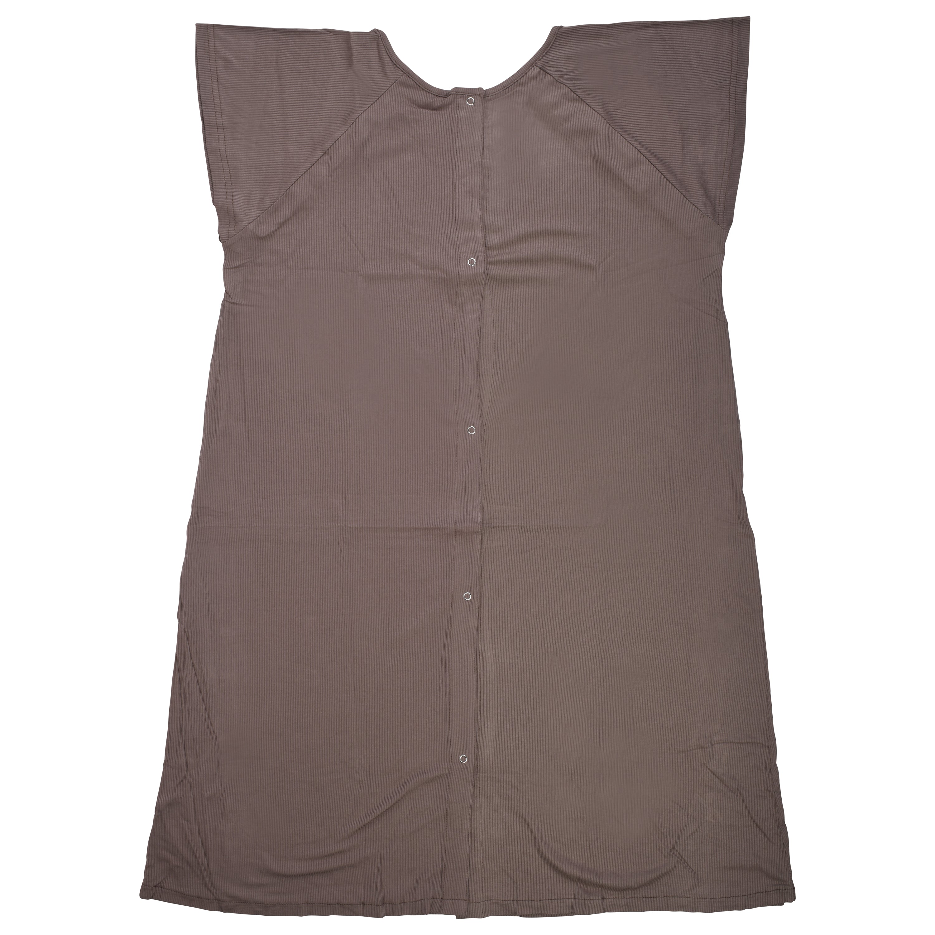 Ribbed Cocoa Brown Labor & Delivery Gown, stretchy and breathable design for comfort during labor.