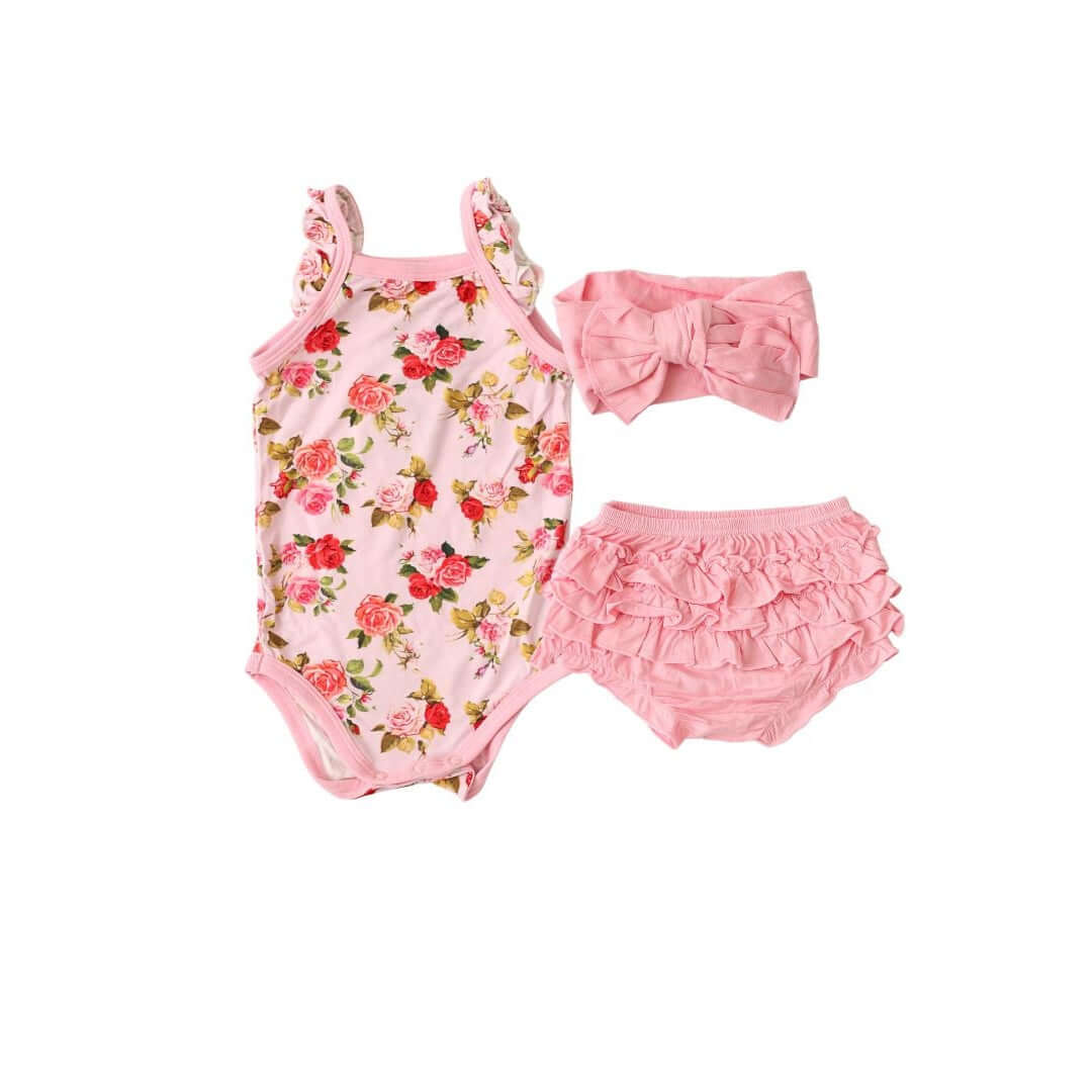 Rosebud Babe Ruffle Bloomer Set | Milk & Baby