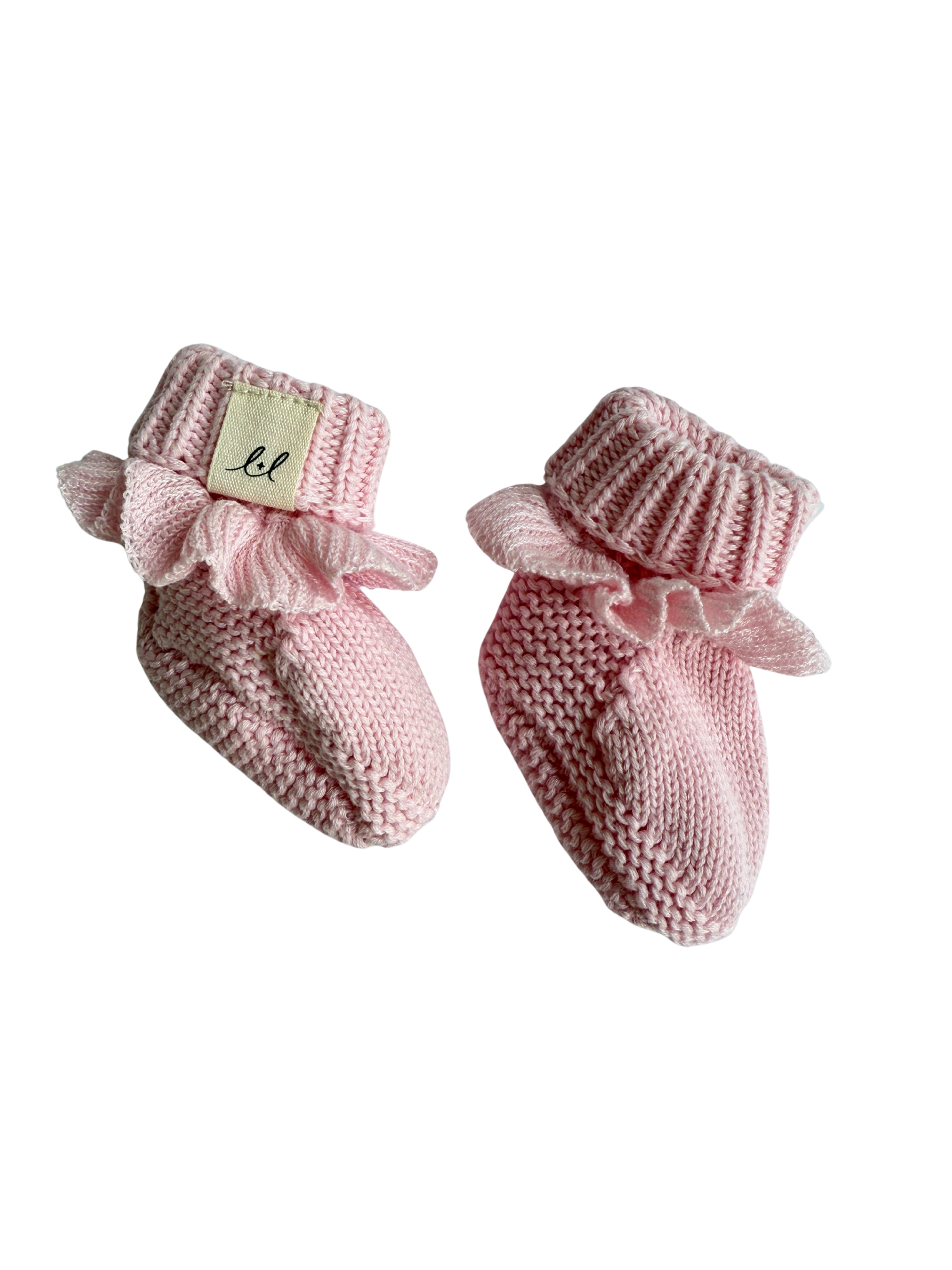 Powder Pink | Classic Ruffle Booties | Milk & Baby