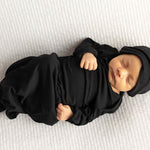 Black Ribbed Knotted Baby Gown | Milk & Baby