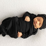 Black Ribbed Knotted Baby Gown | Milk & Baby