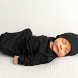 Black Ribbed Knotted Baby Gown | Milk & Baby