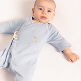 Soft Blue Pointelle Baby Kimono Onesie