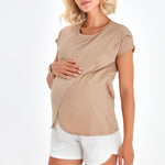 Handy Crossover Short Sleeve Cotton Maternity/Nursing Top Milk & Baby