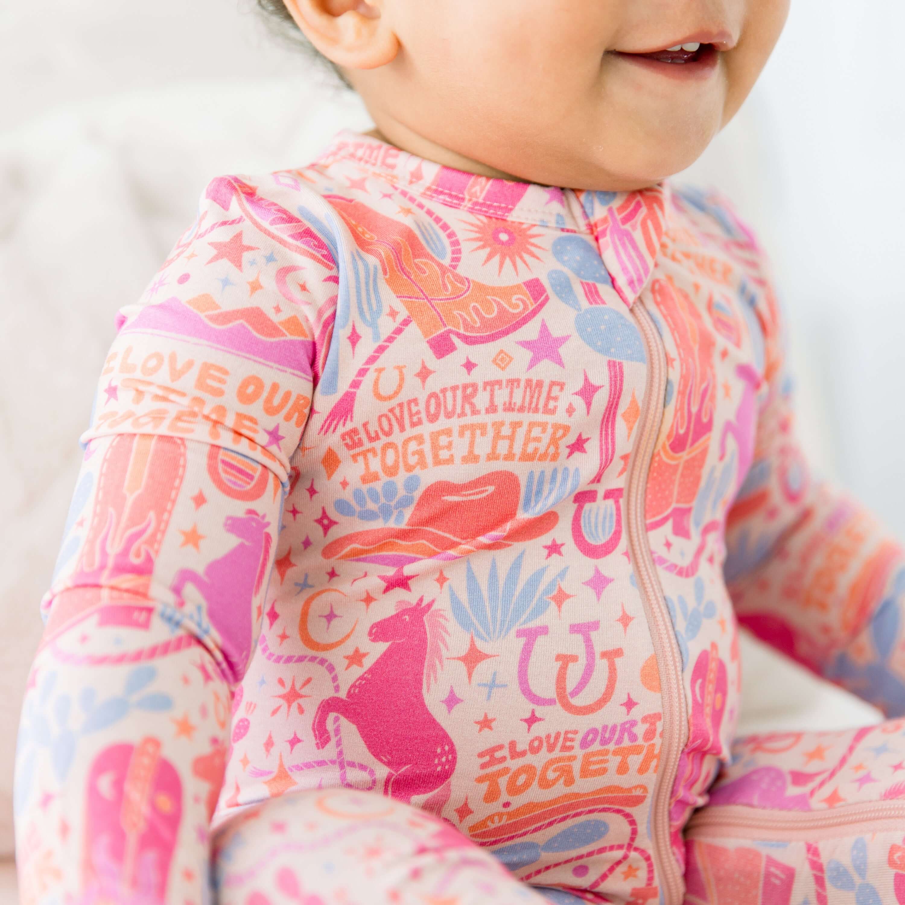 Saddle Up | Bamboo Footless Onesie Romper | "I Love Our Time Together" | Milk & Baby