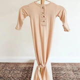 Emerson Knotted Baby Gown Set |Sand