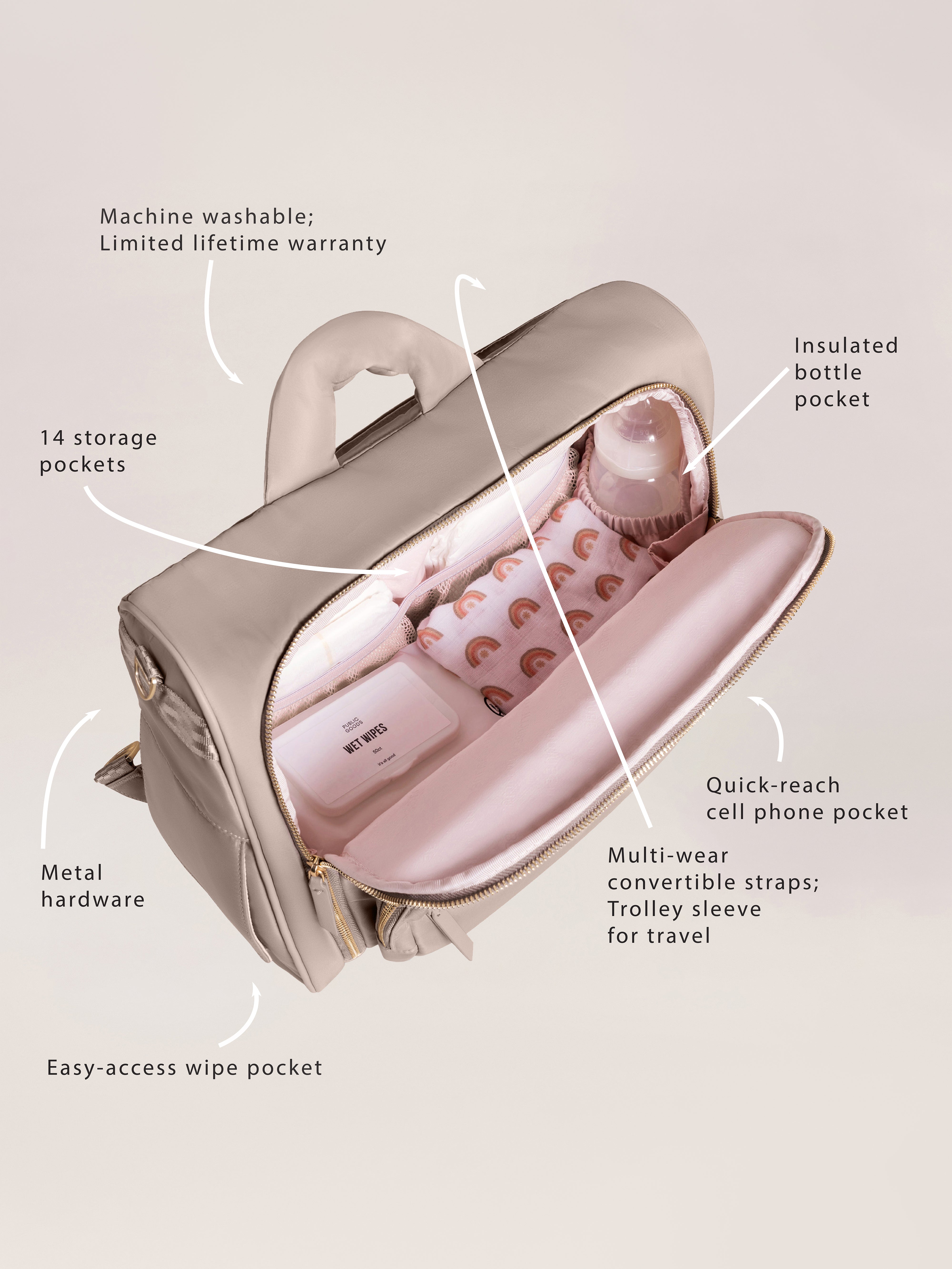 Satchel Diaper Bag - Taupe | Milk & Baby