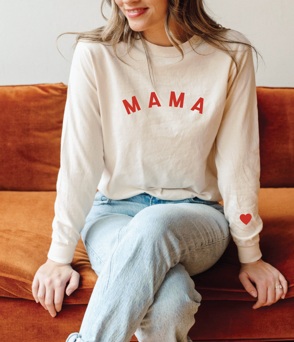 Mama - Heart on Sleeve Long Sleeved Tee | Milk & Baby