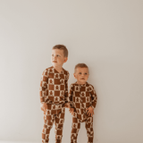 Bamboo Zip Pajamas | Gingerbread Checkerboard 2024 | Milk & Baby