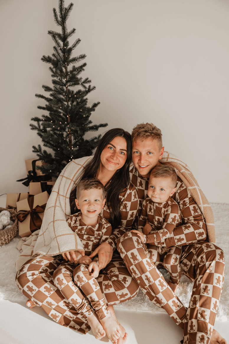 Women's Bamboo Pajama | Gingerbread Checkerboard 2024 | Milk & Baby