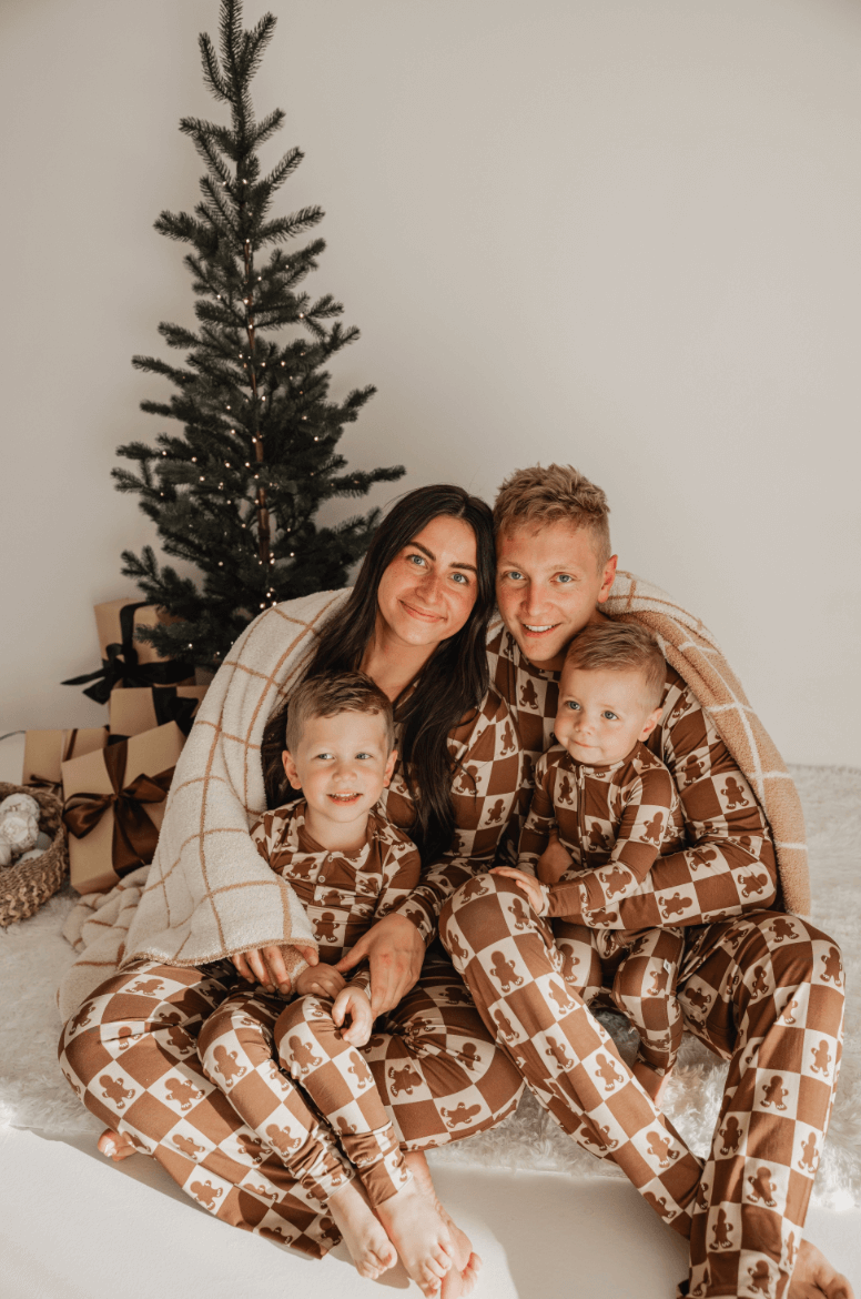 Women's Bamboo Pajama | Gingerbread Checkerboard 2024 | Milk & Baby