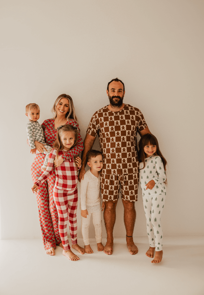 Men's Bamboo Pajamas | Gingerbread Checkerboard 2024 | Milk & Baby