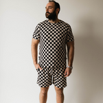 Black Checkerboard | Men's Bamboo Short Pajamas | Milk & Baby