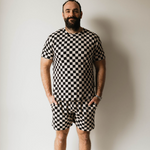 Black Checkerboard | Men's Bamboo Short Pajamas | Milk & Baby