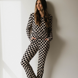 Black Checkerboard | Women's Bamboo Pajamas | Milk & Baby