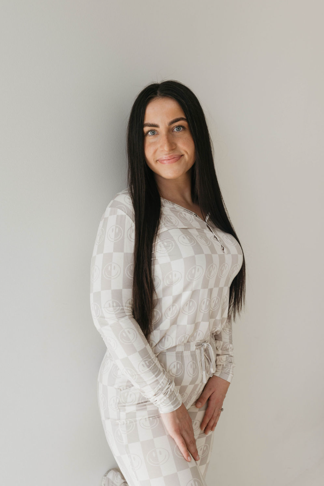 Smile Checkerboard | Women's Bamboo Pajamas | Milk & Baby