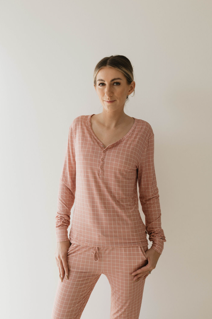 Cotton Candy Grid | Women's Bamboo Pajamas Milk & Baby