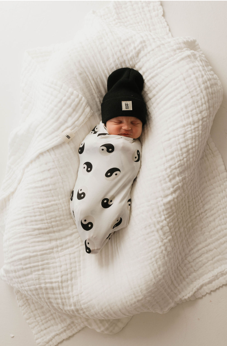 Black & White Yin Yang | Bamboo Swaddle | Milk & Baby