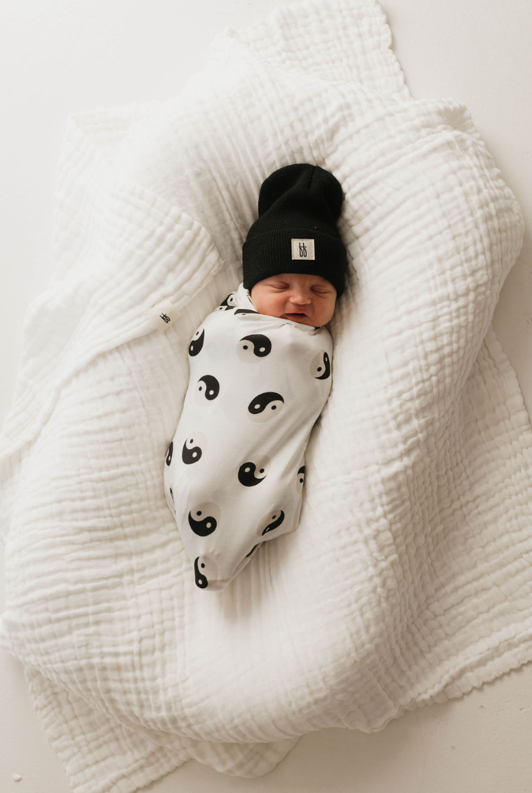 Black & White Yin Yang | Bamboo Swaddle | Milk & Baby