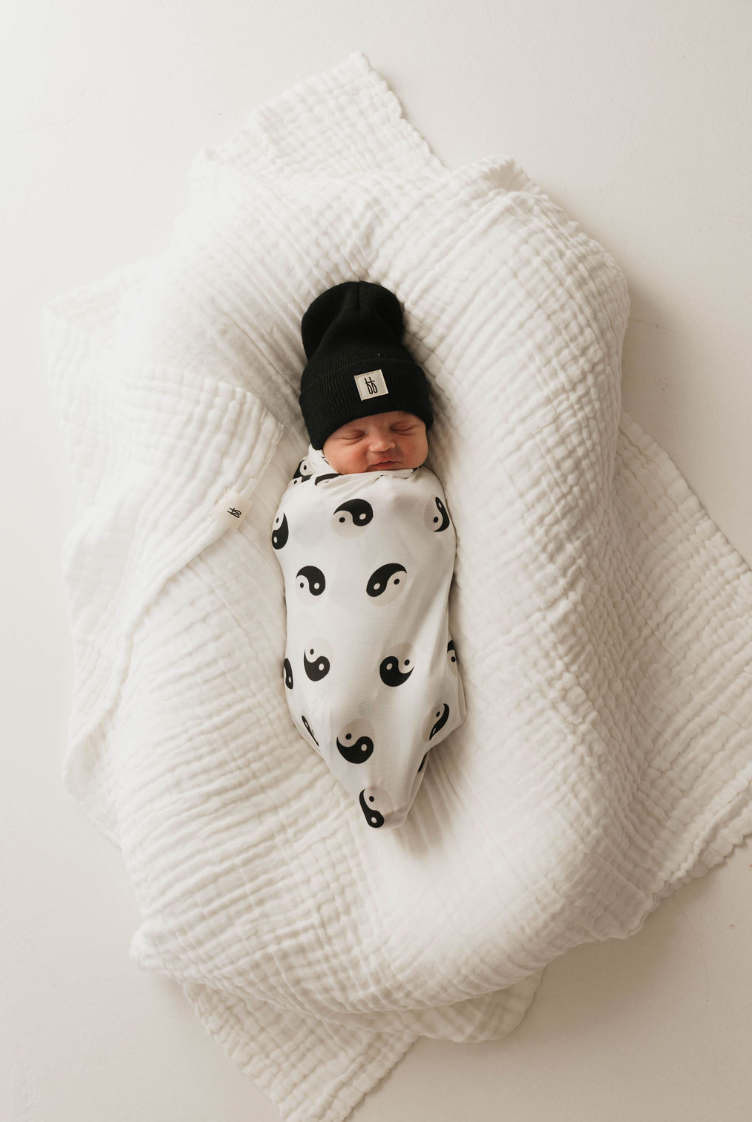 Black & White Yin Yang | Bamboo Swaddle | Milk & Baby