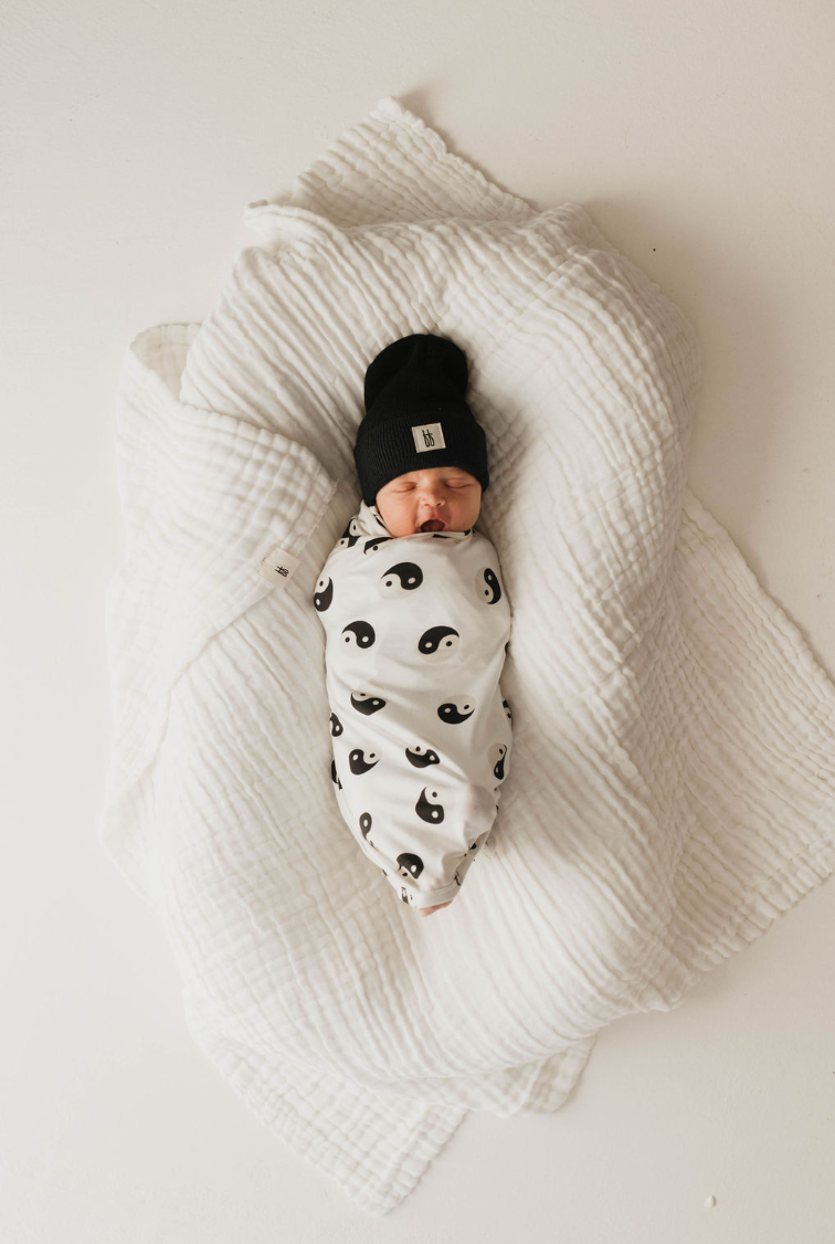 Black & White Yin Yang | Bamboo Swaddle | Milk & Baby