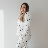 White & Black Lightning Bolt | Women's Long Sleeve Bamboo Pajama | Milk & Baby