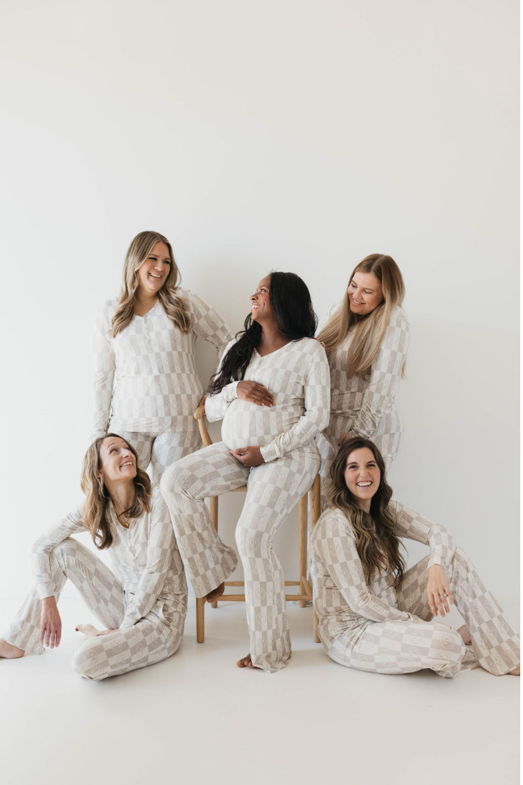Smile Checkerboard | Women's Bamboo Pajamas | Milk & Baby