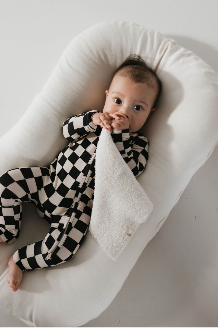 Black Checkerboard | Bamboo Zip Pajamas | Milk & Baby
