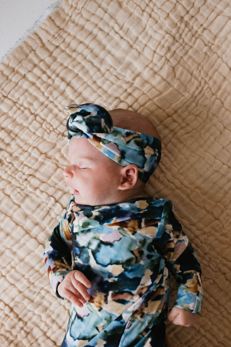 Charli Print | Bamboo Knotted Gown | Milk & Baby