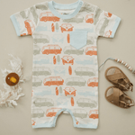 Vintage Busses | GOTS Certified Organic Cotton Short Sleeve Romper | Milk & Baby