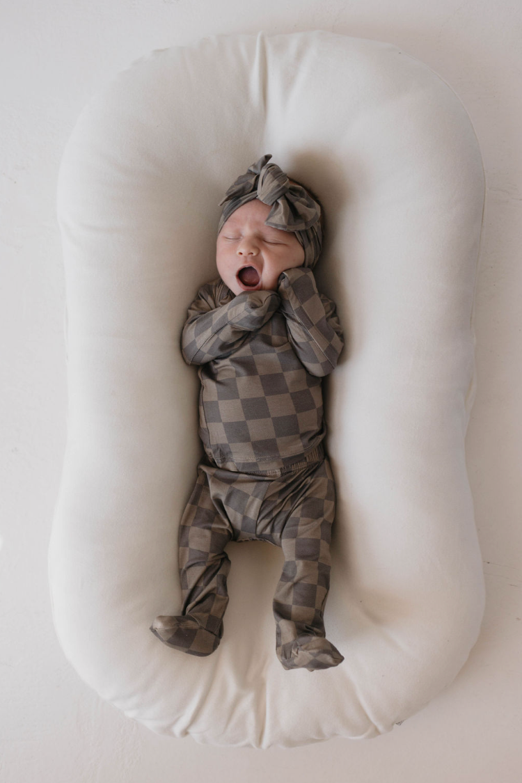 Faded Brown Checkerboard | Sleepy Time Set | Milk & Baby