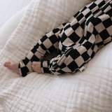 Black Checkerboard | Bamboo Zip Pajamas