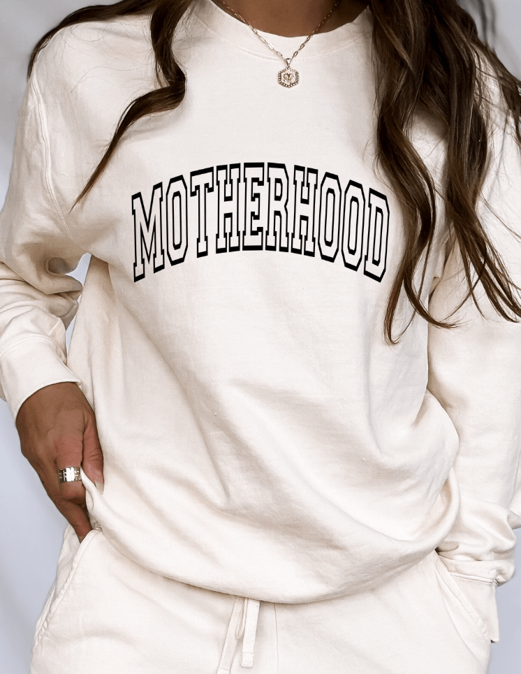 Motherhood Varsity Pullover | Milk & Baby