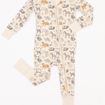 Safari Friends | Bamboo One Piece Zip Pajama | Bamboo Zip Romper – Safari Friends Animal Print Baby One-Piece An ultra-soft bamboo zip romper with an adorable safari animal print, designed for comfort, breathability, and effortless diaper changes. Key Fea