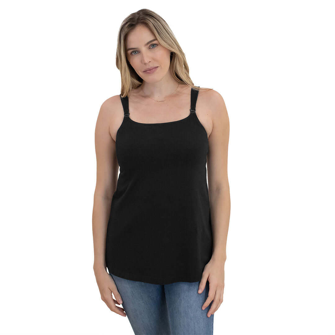 Signature Cotton Maternity & Nursing Tank | Black | Milk & Baby