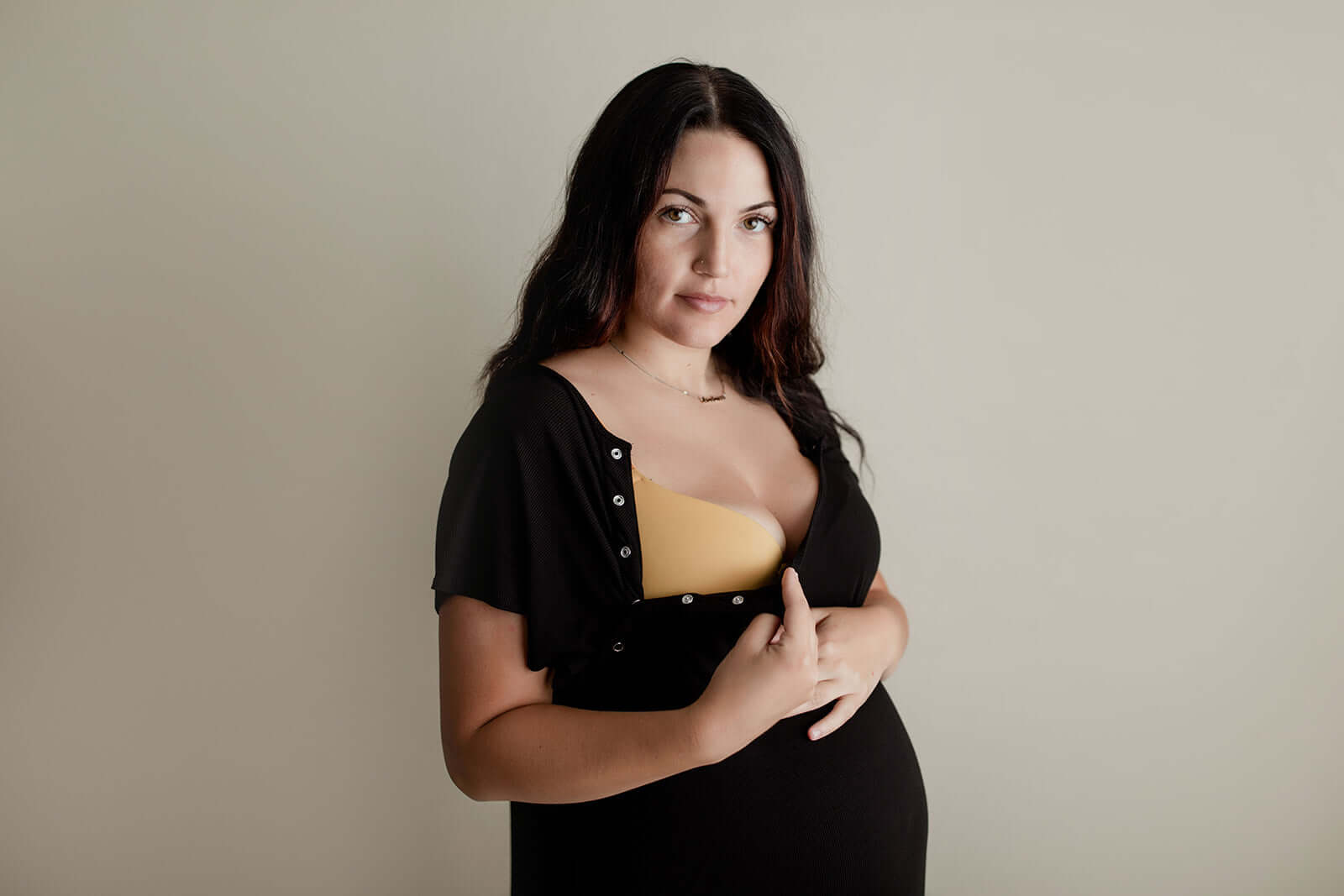 Black Ribbed Labor & Delivery Gown | Milk & Baby