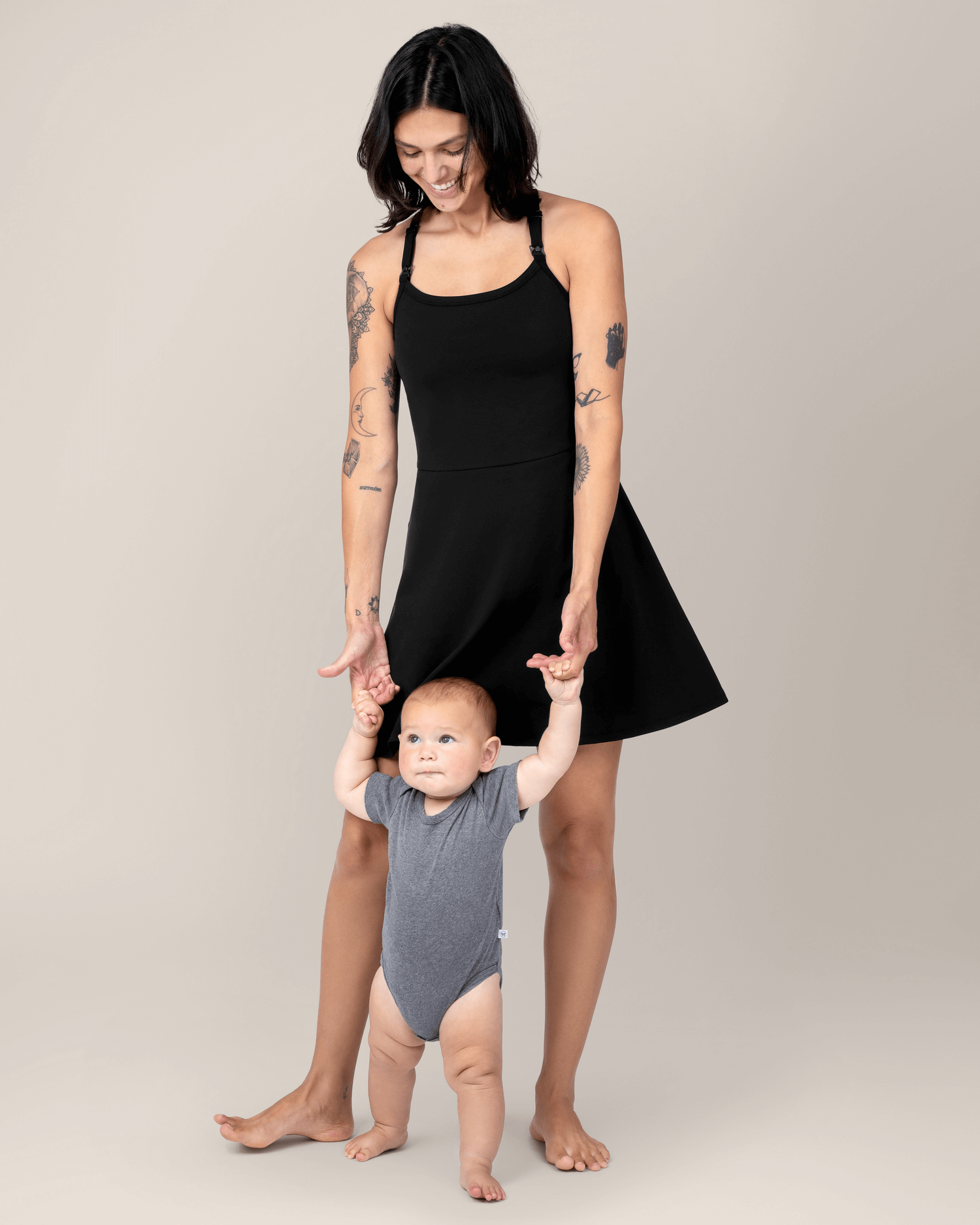 Stevie Active Racerback Nursing Dress | Black | Milk & Baby