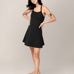 Stevie Active Racerback Nursing Dress | Black | Milk & Baby