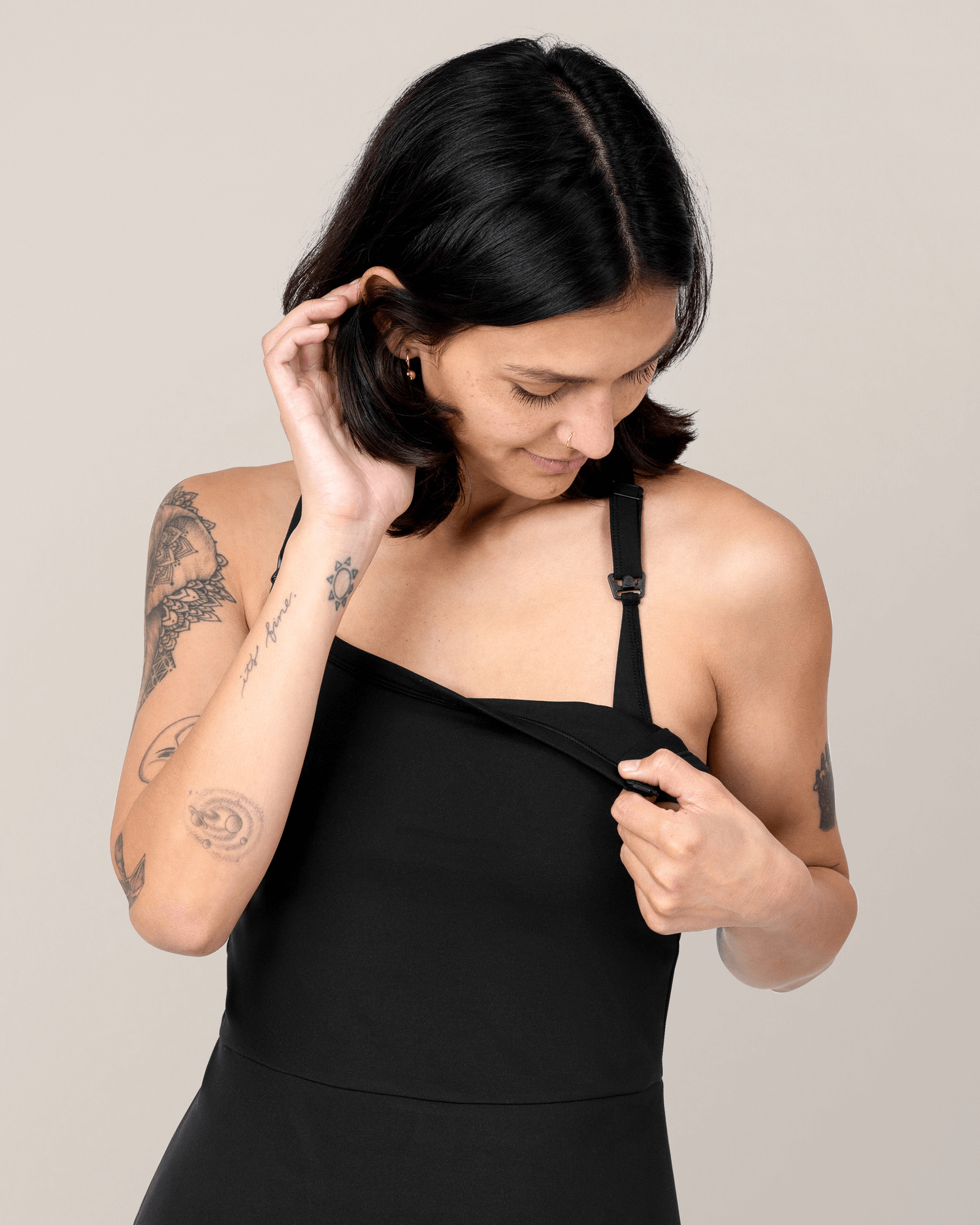 Stevie Active Racerback Nursing Dress | Black | Milk & Baby