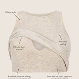 Sublime® Bamboo Maternity & Nursing Longline Bra Top | Oatmeal Heather