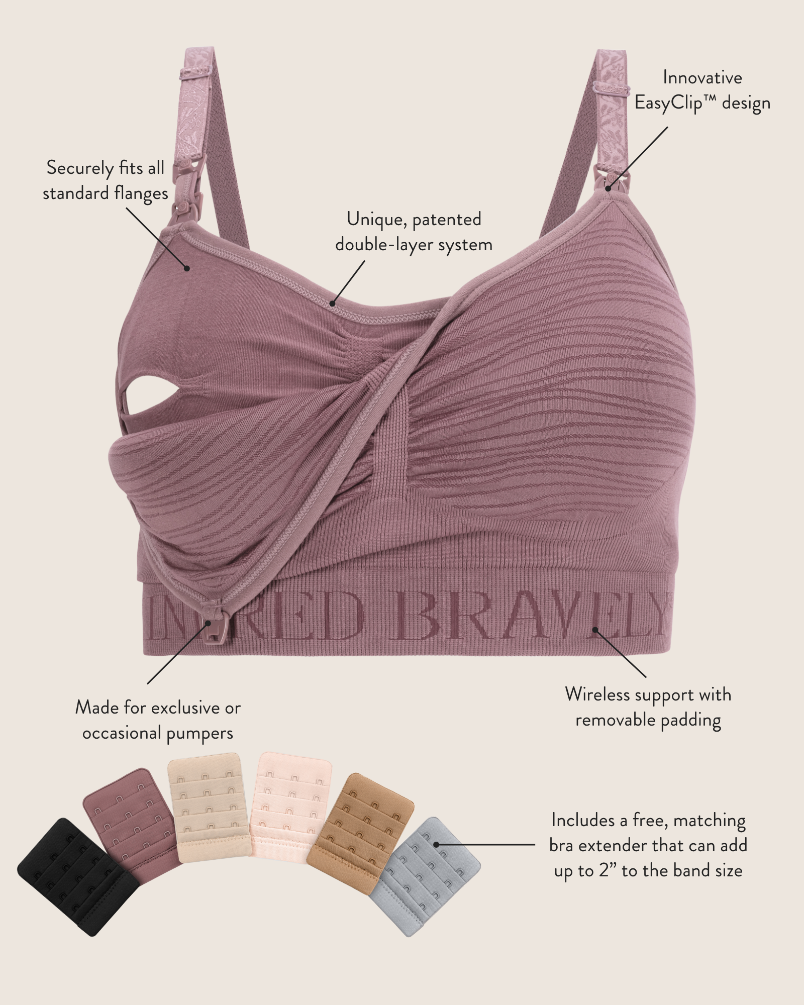Sublime® Hands-Free Pumping & Nursing Bra | Pink Heather | Milk & Baby